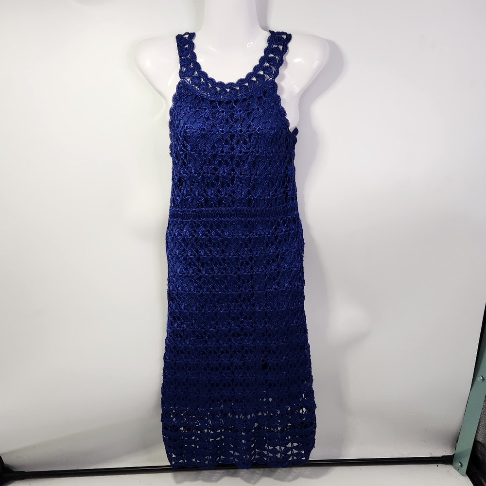 INC International Concepts Royal Blue Crochet Dress Size Small